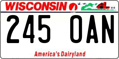 WI license plate 245OAN
