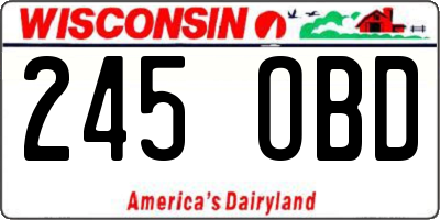 WI license plate 245OBD