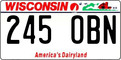 WI license plate 245OBN