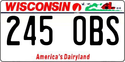 WI license plate 245OBS