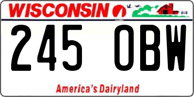 WI license plate 245OBW