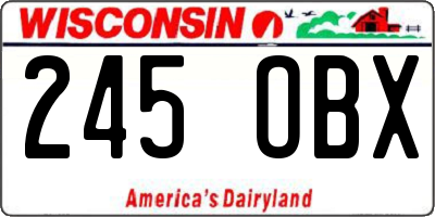 WI license plate 245OBX