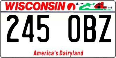 WI license plate 245OBZ