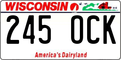 WI license plate 245OCK