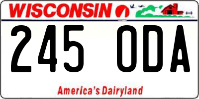 WI license plate 245ODA