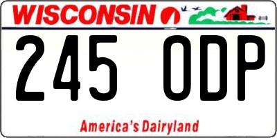 WI license plate 245ODP