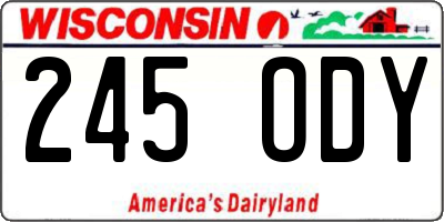 WI license plate 245ODY