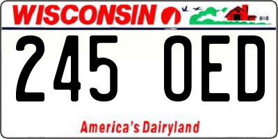 WI license plate 245OED