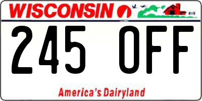 WI license plate 245OFF