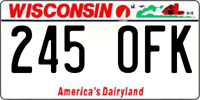 WI license plate 245OFK