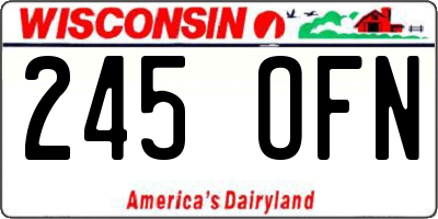 WI license plate 245OFN
