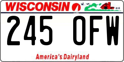 WI license plate 245OFW