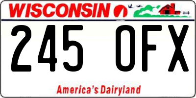 WI license plate 245OFX