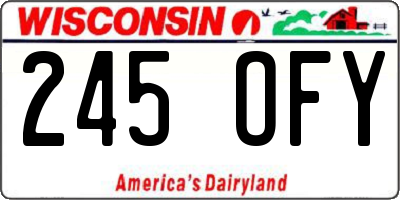 WI license plate 245OFY