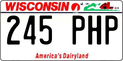 WI license plate 245PHP