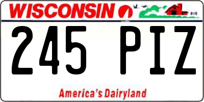 WI license plate 245PIZ