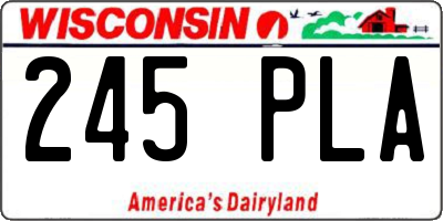 WI license plate 245PLA