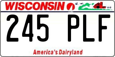 WI license plate 245PLF