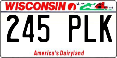 WI license plate 245PLK