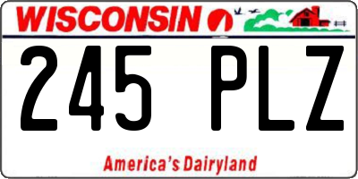 WI license plate 245PLZ