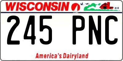 WI license plate 245PNC