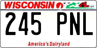 WI license plate 245PNL