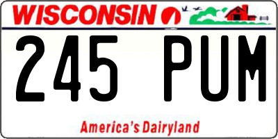 WI license plate 245PUM