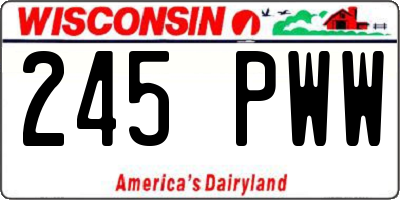 WI license plate 245PWW
