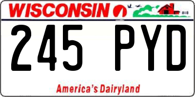 WI license plate 245PYD