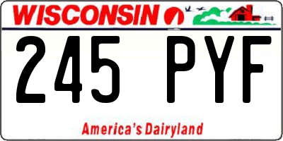 WI license plate 245PYF