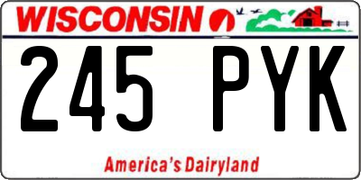 WI license plate 245PYK