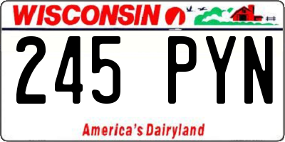WI license plate 245PYN