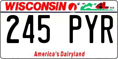 WI license plate 245PYR