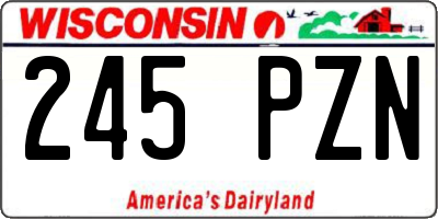 WI license plate 245PZN