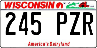 WI license plate 245PZR