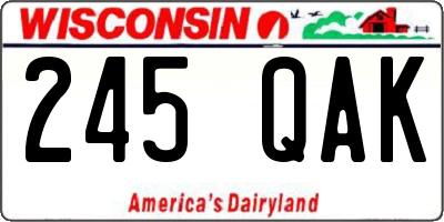 WI license plate 245QAK