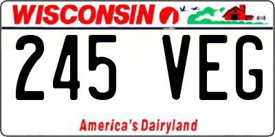 WI license plate 245VEG