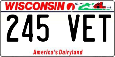 WI license plate 245VET