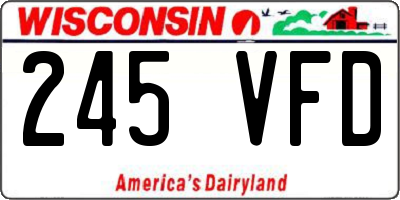 WI license plate 245VFD