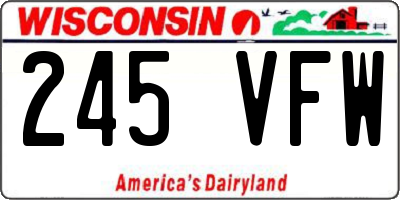 WI license plate 245VFW