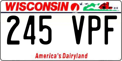 WI license plate 245VPF