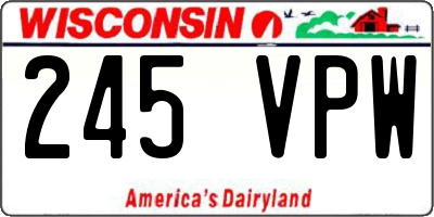 WI license plate 245VPW