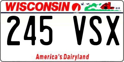 WI license plate 245VSX