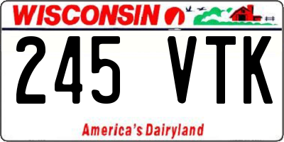 WI license plate 245VTK
