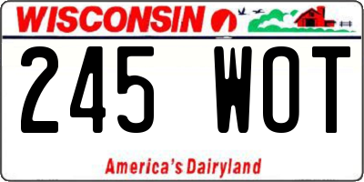 WI license plate 245WOT