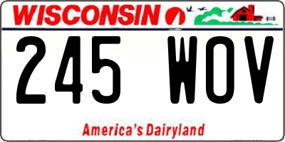 WI license plate 245WOV