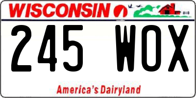 WI license plate 245WOX
