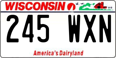 WI license plate 245WXN