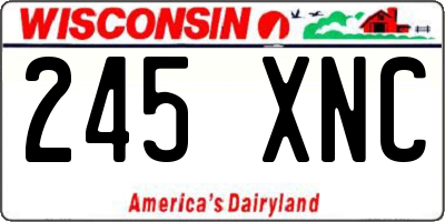 WI license plate 245XNC