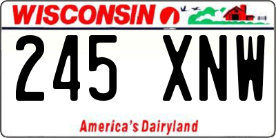 WI license plate 245XNW